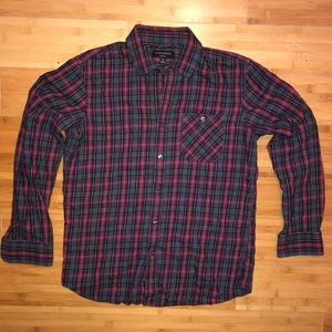 Banana Republic Red/Gray Plaid Button Down. Medium